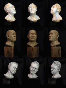 photograph of 3 sculptures by Faye Hoffman