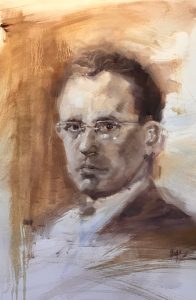 Portrait painting of Tommy Douglas