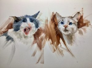 Sisters, oil on paper, 15" x 22" Sisters, oil on paper, 15" x 22"