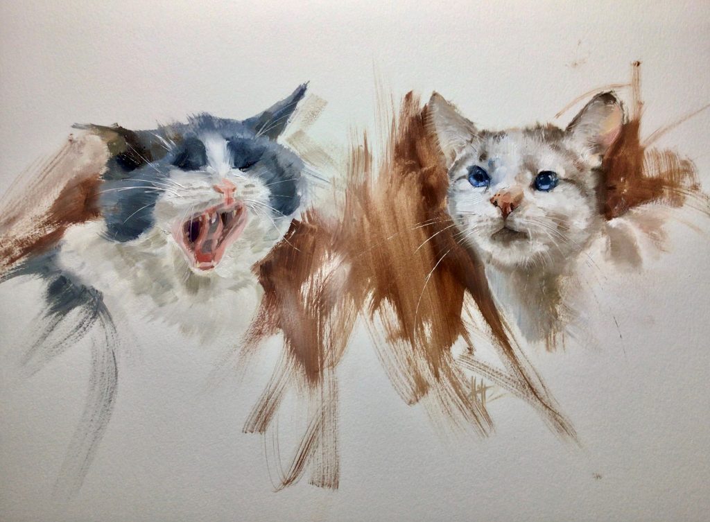 Painting of two cats